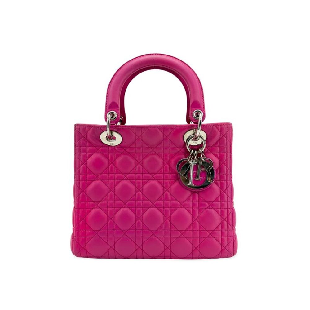Dior Lady Dior Medium Bag Fuchsia Lambskin Silver